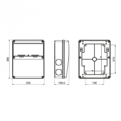 633.2021 - zásuvková skříň ENERBOX s 4-6 otvory pro zásuvky (16A-32A) - 11DIN - rozměry