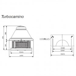 Komínový ventilátor TURBOCAMINO, 1200m3/h, 110W, IP55
