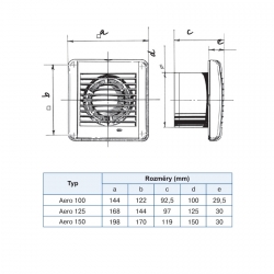 Aero 150H - koupelnový ventilátor s hydrostatem