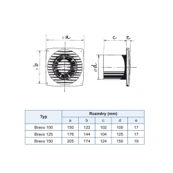 Bravo 100H - tenký ventilátor do koupelny s hydrostatem