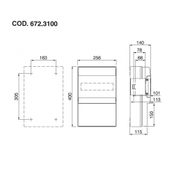 672.3100 - zásuvková skříň DOMINO IP66 - 12 DIN, bez otvoru