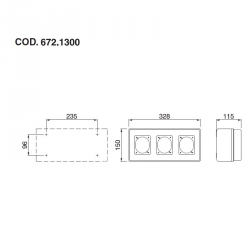 672.1300 - zásuvková skříň DOMINO IP66 - 3x otvor pro 16A OPTIMA