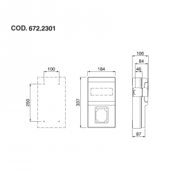 672.2301 - zásuvková skříň DOMINO IP66 - 8 DIN, 1x otvor pro 32A OPTIMA